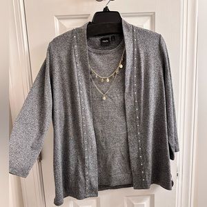 Rafaella Women’s Cardigan and Top with decorative necklace